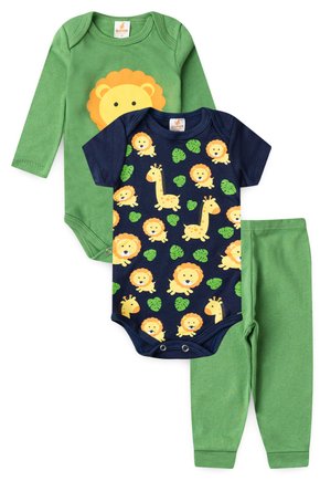 KIT BODY INFANTIL 3 PEÇAS SUEDINE LEÃO DAPEEN VERDE