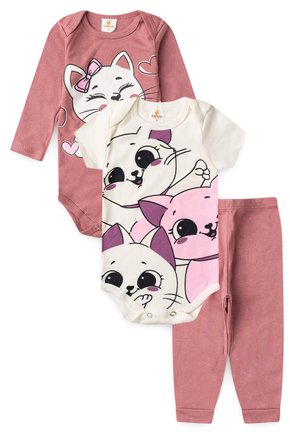 KIT BODY INFANTIL 3 PEÇAS SUEDINE GATA DAPEEN ROSA - DUDUGOS KIDS