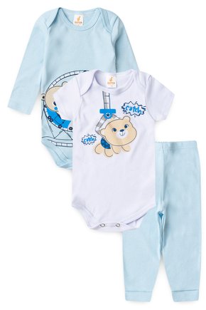 KIT BODY INFANTIL 3 PEÇAS SUEDINE URSO DAPEEN AZUL- DUDUGOS KIDS