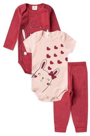 KIT BODY INFANTIL 3 PEÇAS SUEDINE COELHO DAPEEN VERMELHO - DUDUGOS KIDS