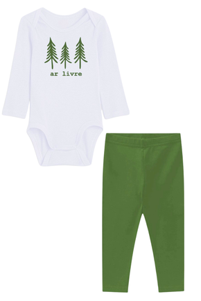 CONJUNTO BODY CALÇA AR LIVRE VERDE DUDUGOS KIDS