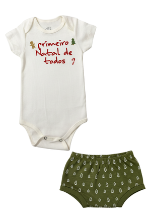 CONJUNTO BODY MEU PRIMEIRO NATAL BRANCO DUDUGOS KIDS